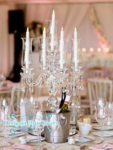 Crystal candelabra with flickering candles